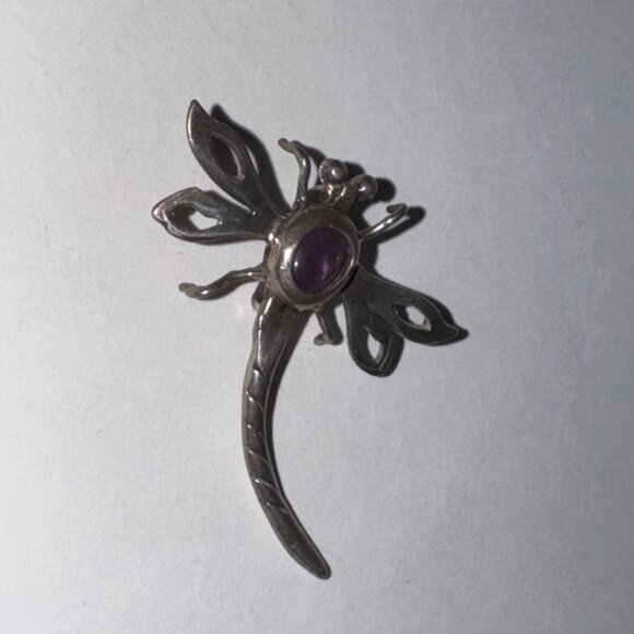 Sterling Dragonfly With Amethyst Pendant - Picture 6 of 15
